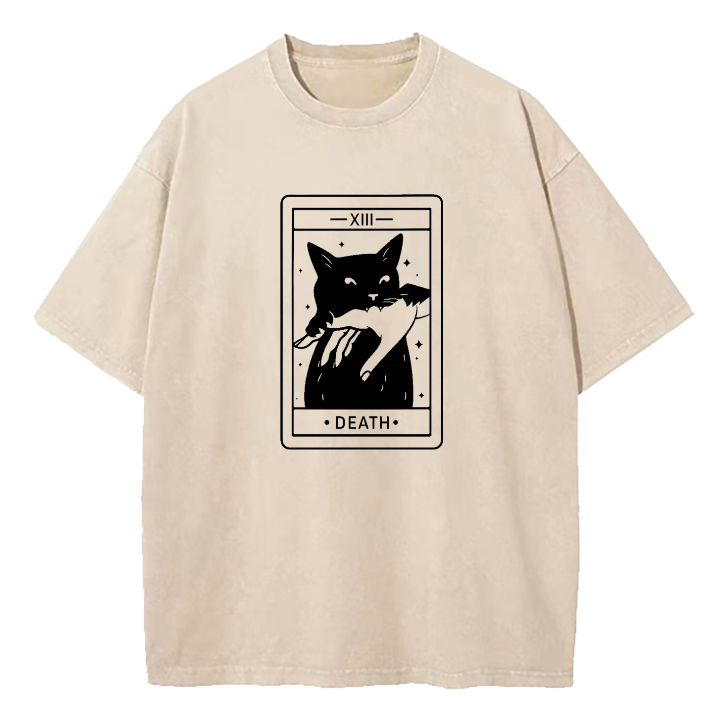 Tarot Death Cat Tarot Washed T-Shirt