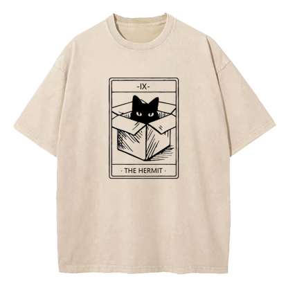 The Hermit Cat Tarot Washed T-Shirt