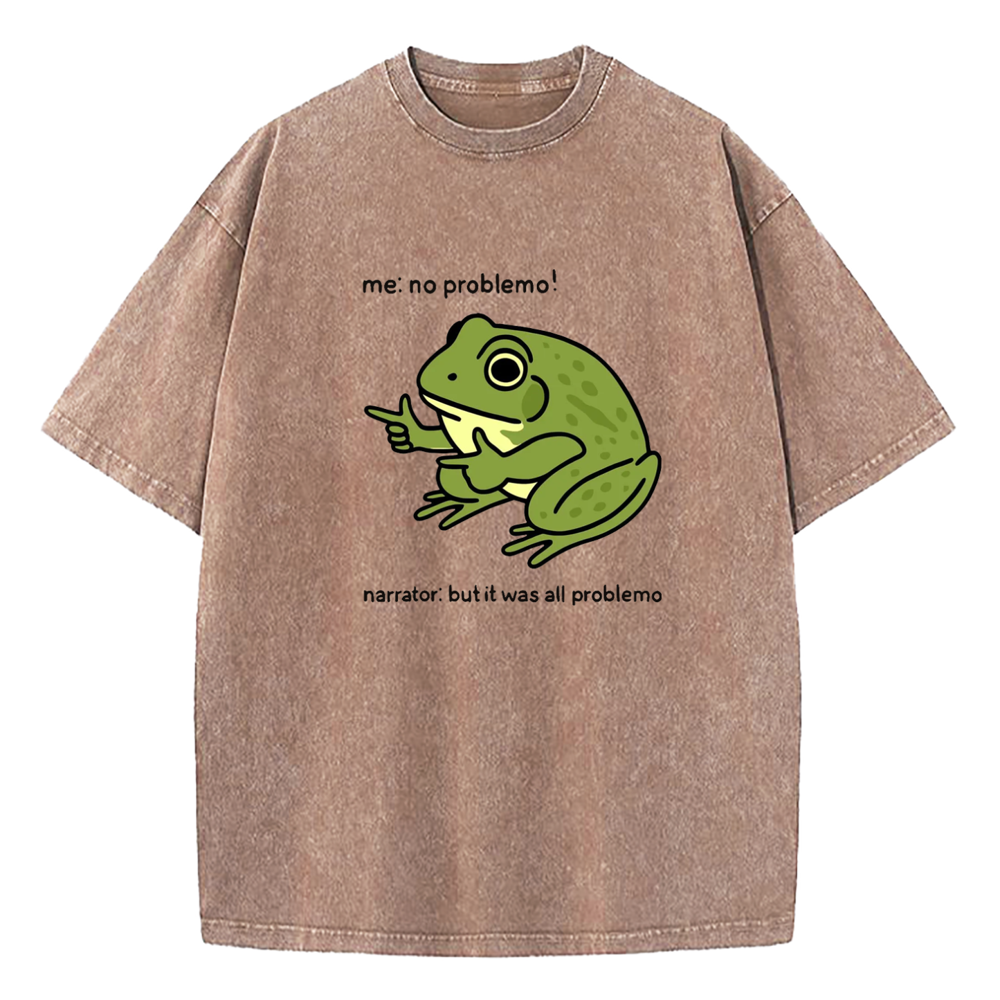 Funny Frog Me No Problemo Narrator Washed T-Shirt