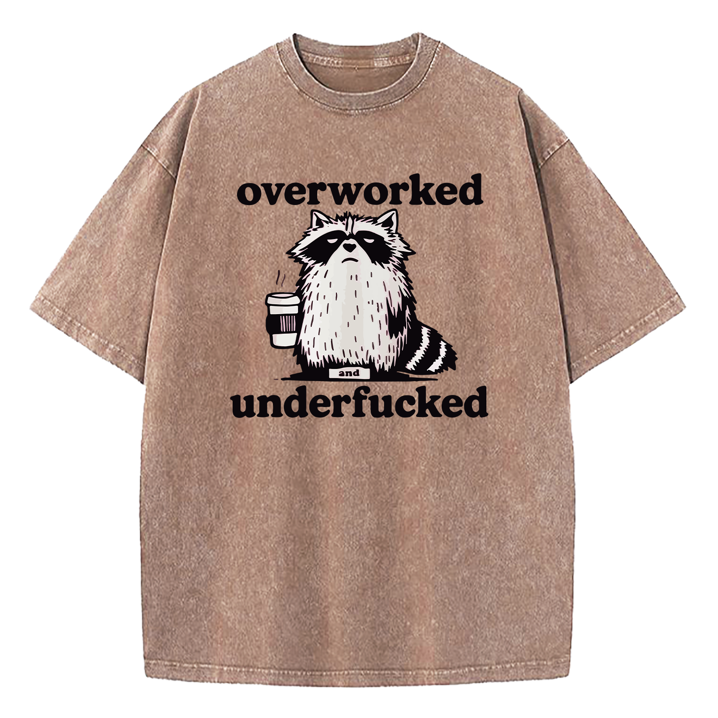 Raccoon Overworked Underfucked Washed T-Shirt