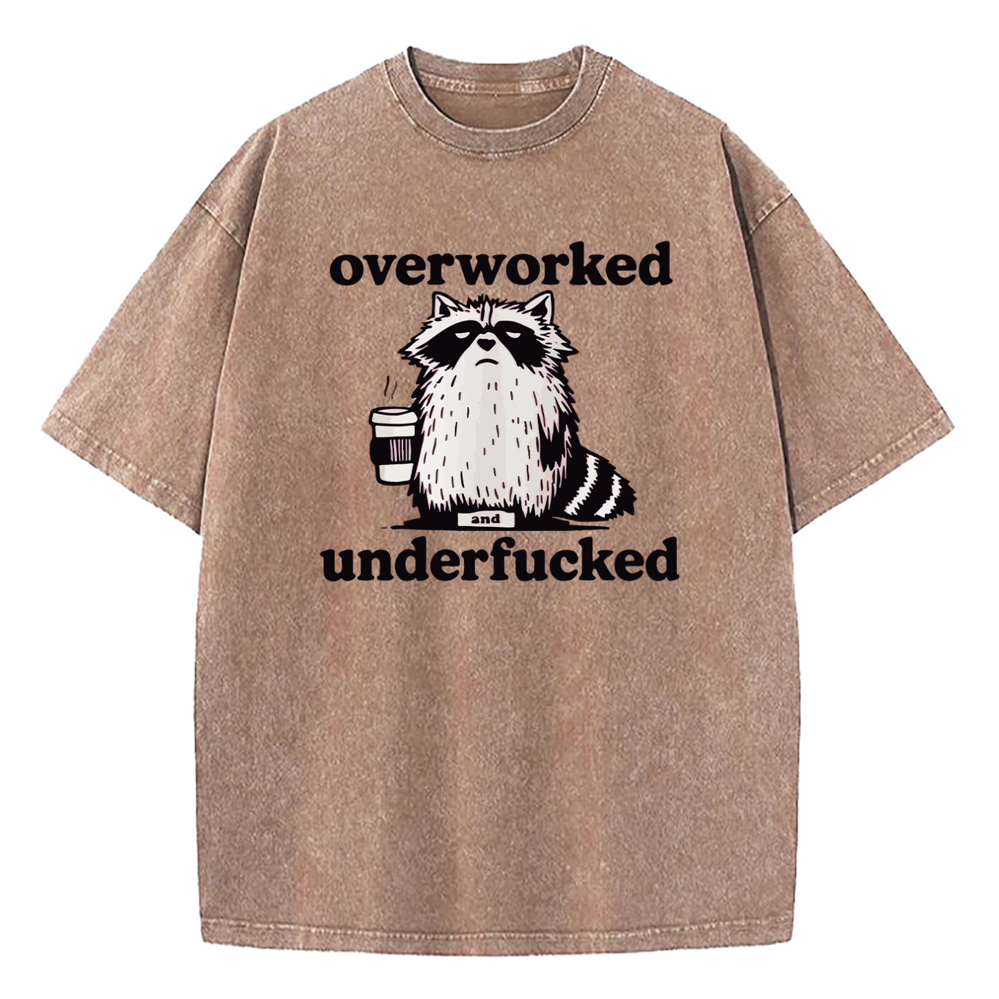 Raccoon Overworked Underfucked Washed T-Shirt