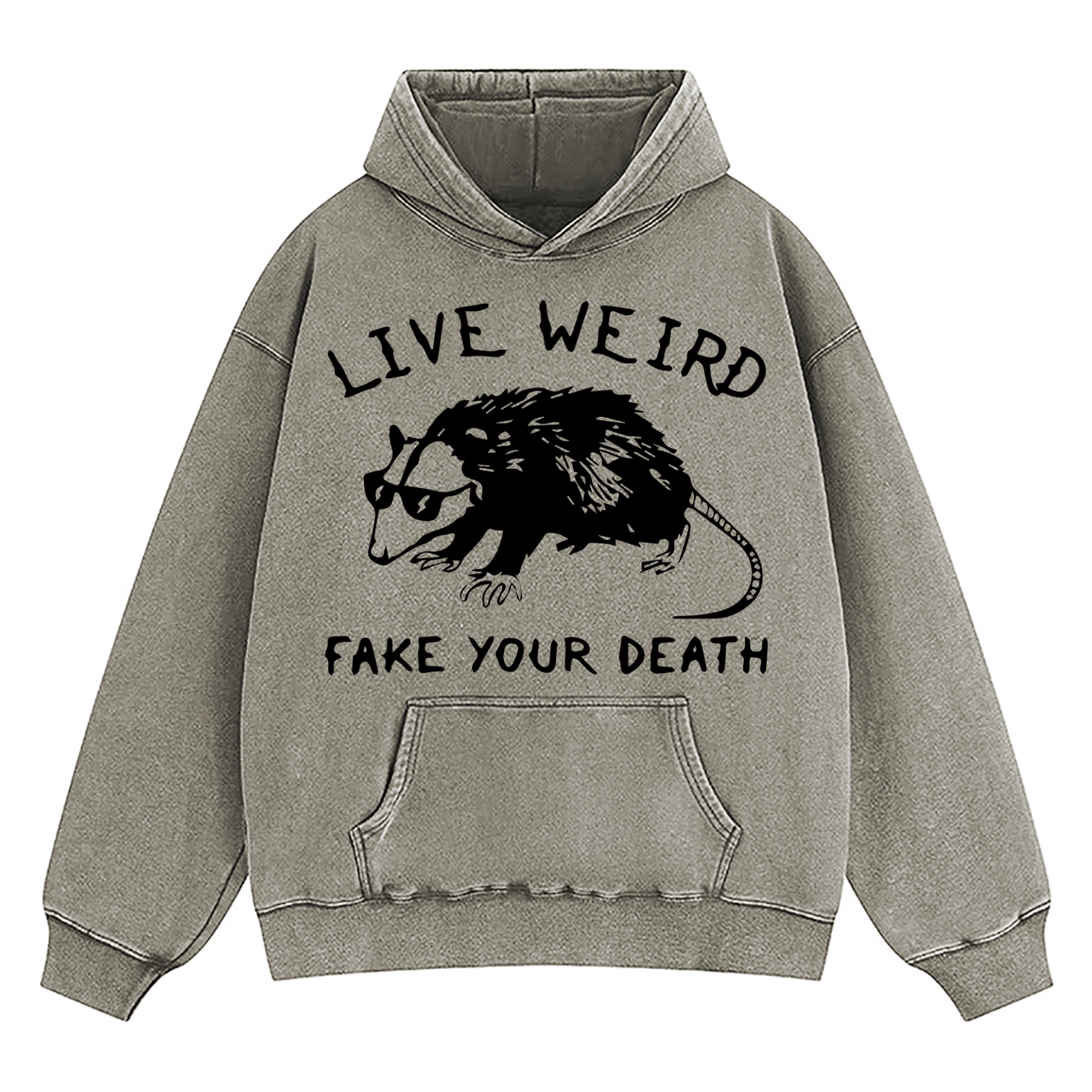 Opossum Live Weird Fake Your Death Washed Hoodie