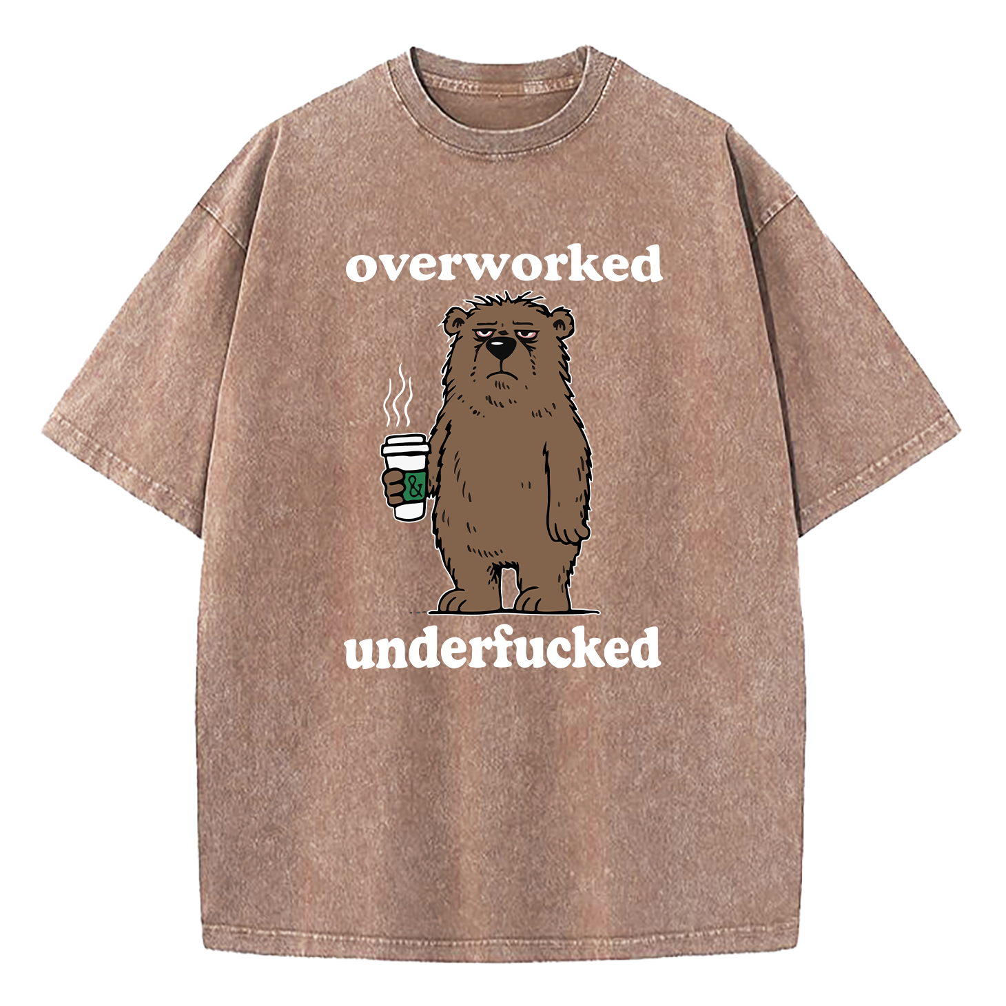 Bear Overworked Underfucked Washed T-Shirt