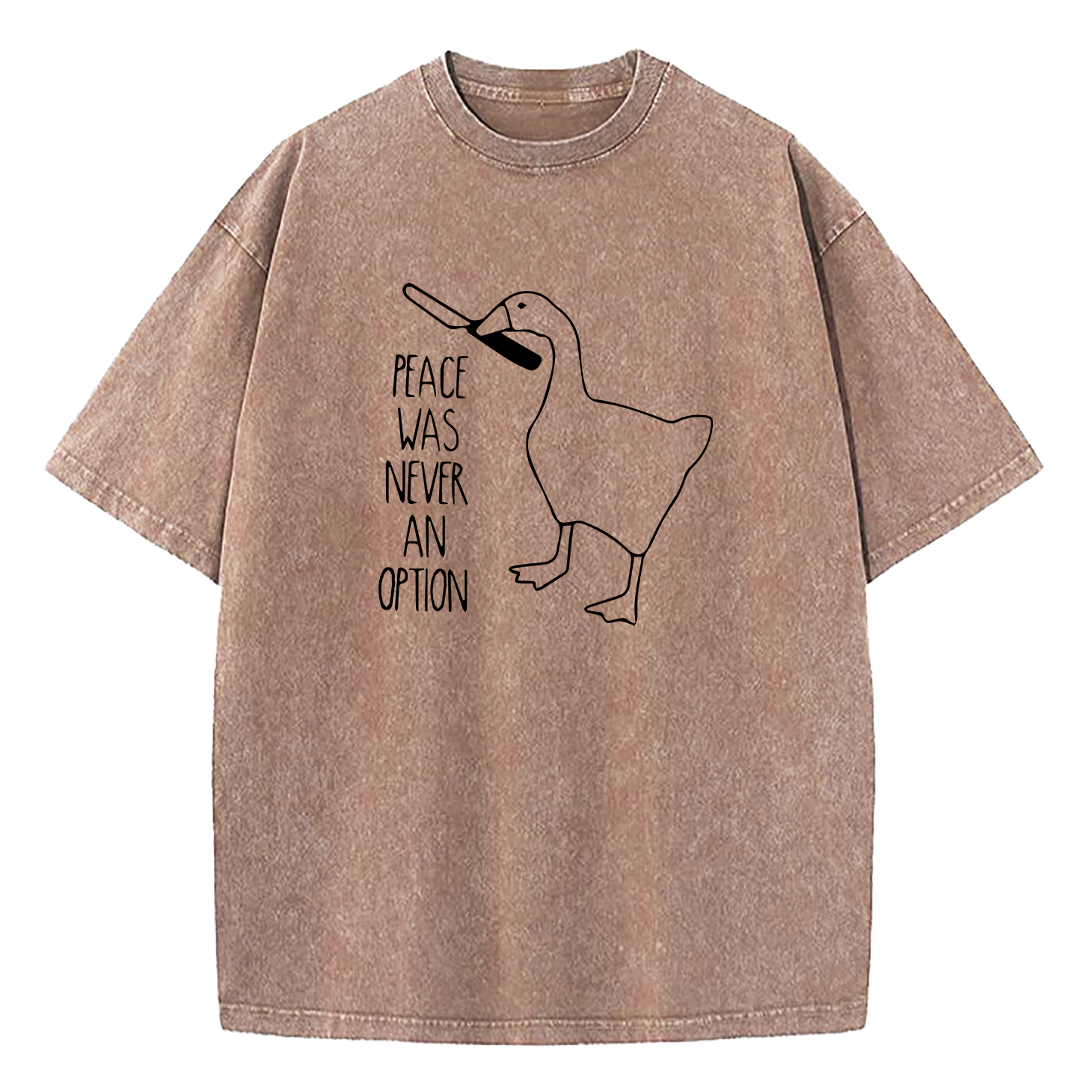 Goose Meme Peace Was Never An Option Washed T-Shirt