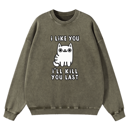 I Like You I'll Kill You Last Washed Sweatshirt