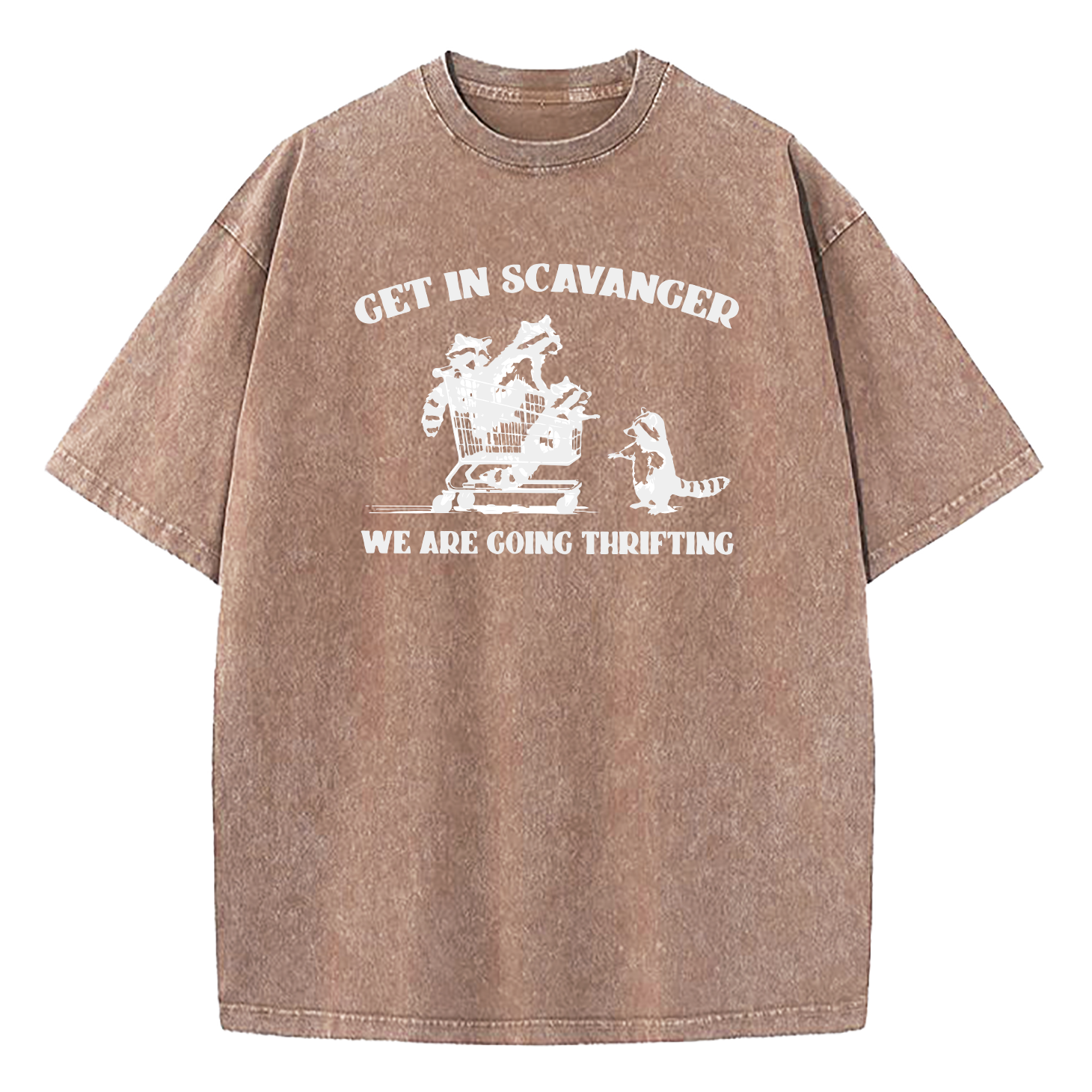 Get In Scavenger We're Going Thrifting Raccoon Washed T-Shirt