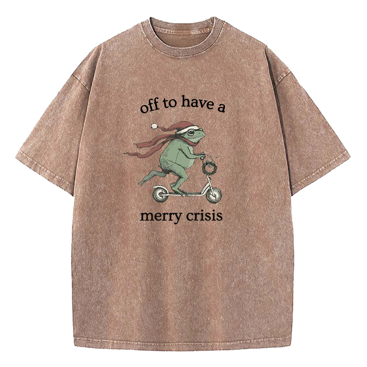Off To Have A Merry Crisis Funny Christmas Washed T-Shirt