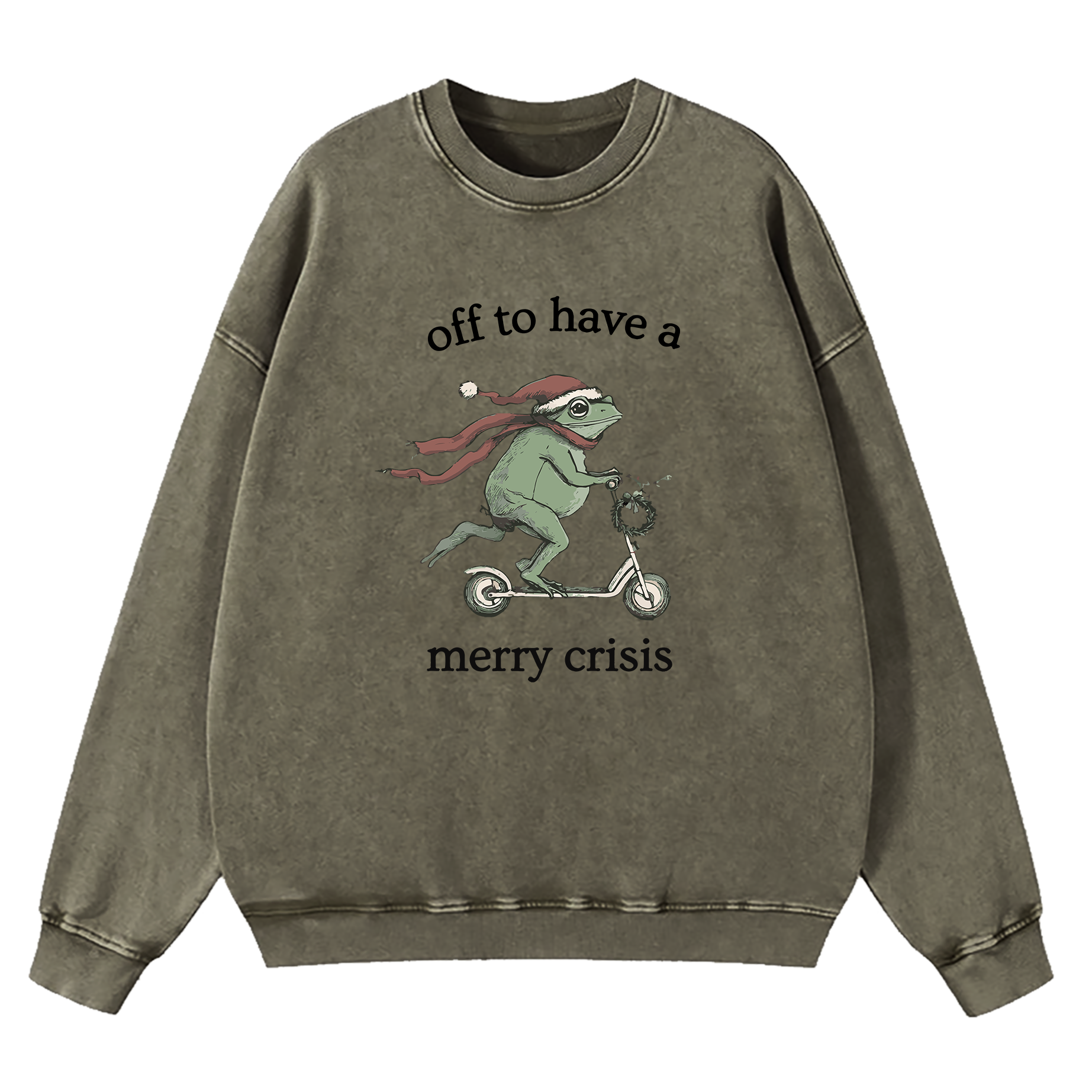 Off To Have A Merry Crisis Funny Christmas Washed Sweatshirt