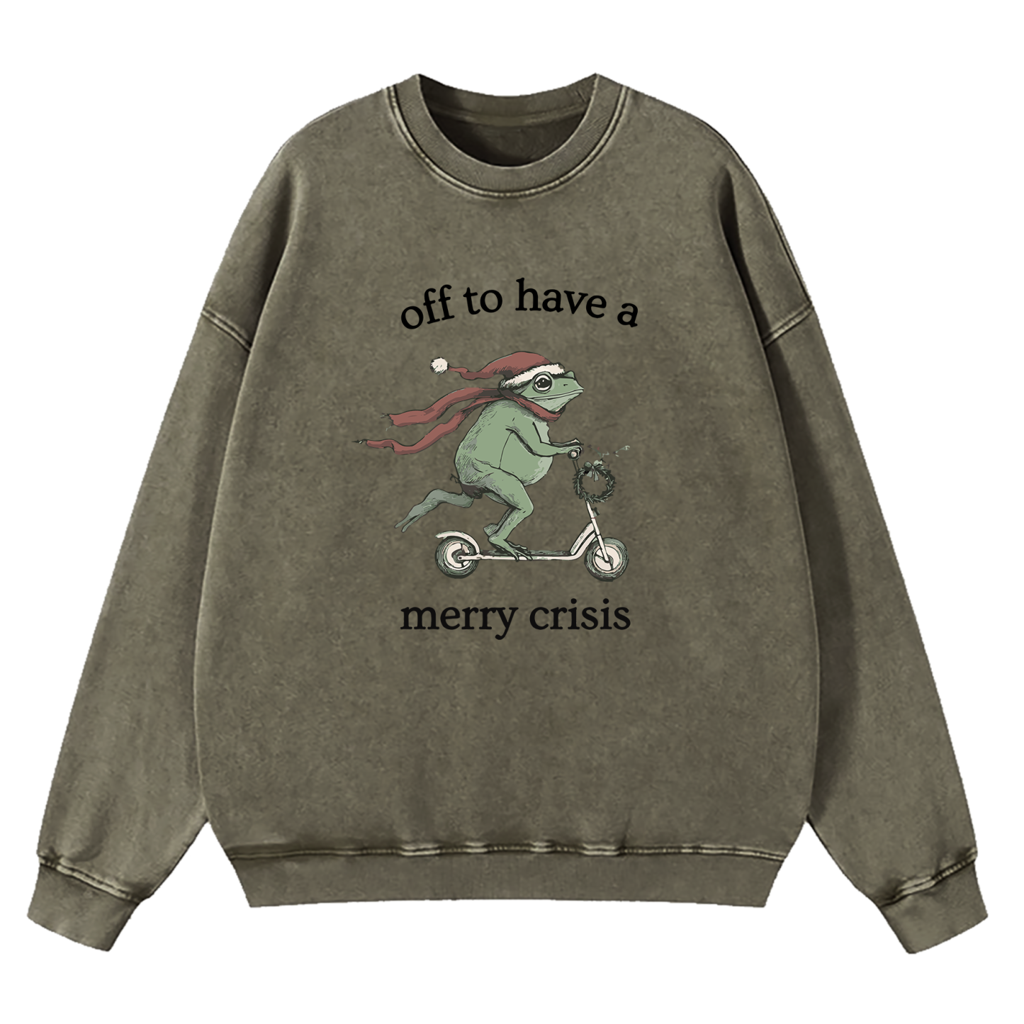Off To Have A Merry Crisis Funny Christmas Washed Sweatshirt