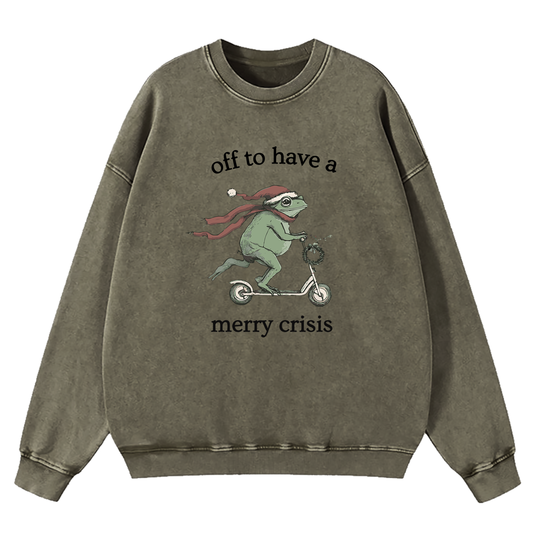 Off To Have A Merry Crisis Funny Christmas Washed Sweatshirt