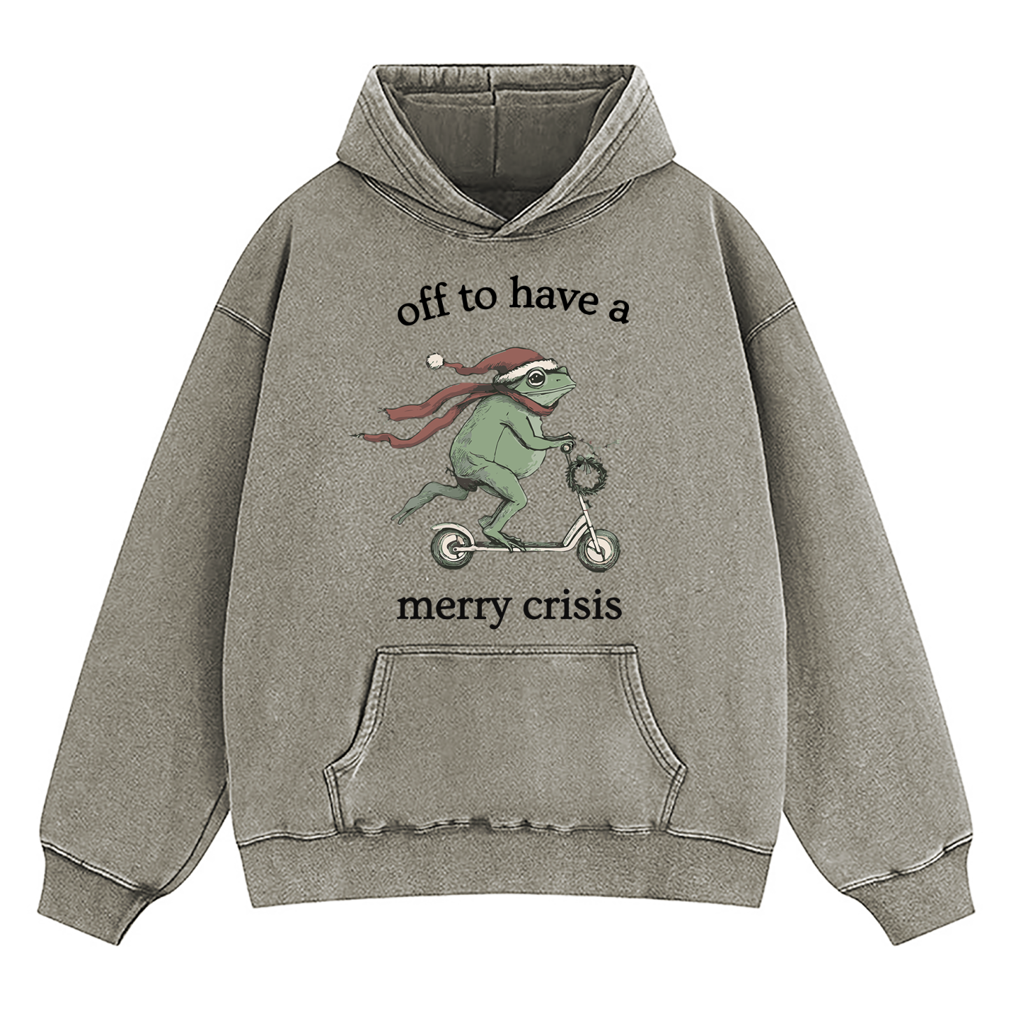 Off To Have A Merry Crisis Funny Christmas Washed Hoodie