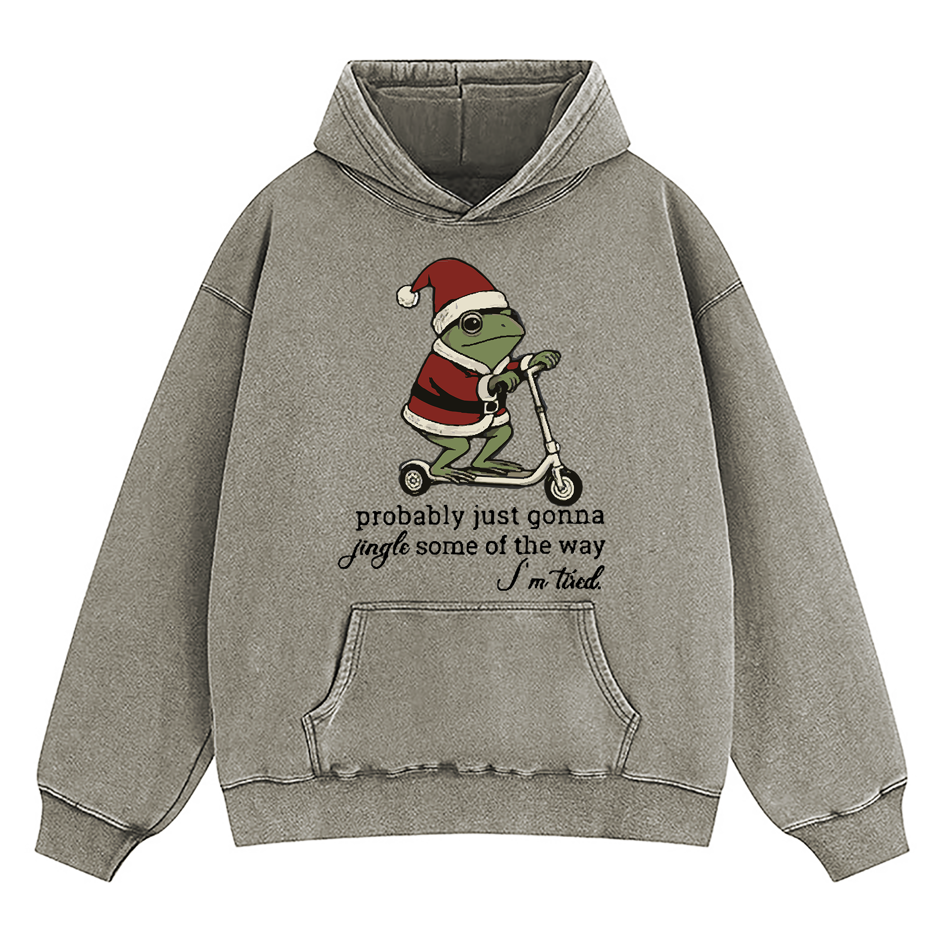 Just Gonna Jingle Tired Funny Christmas Washed Hoodie