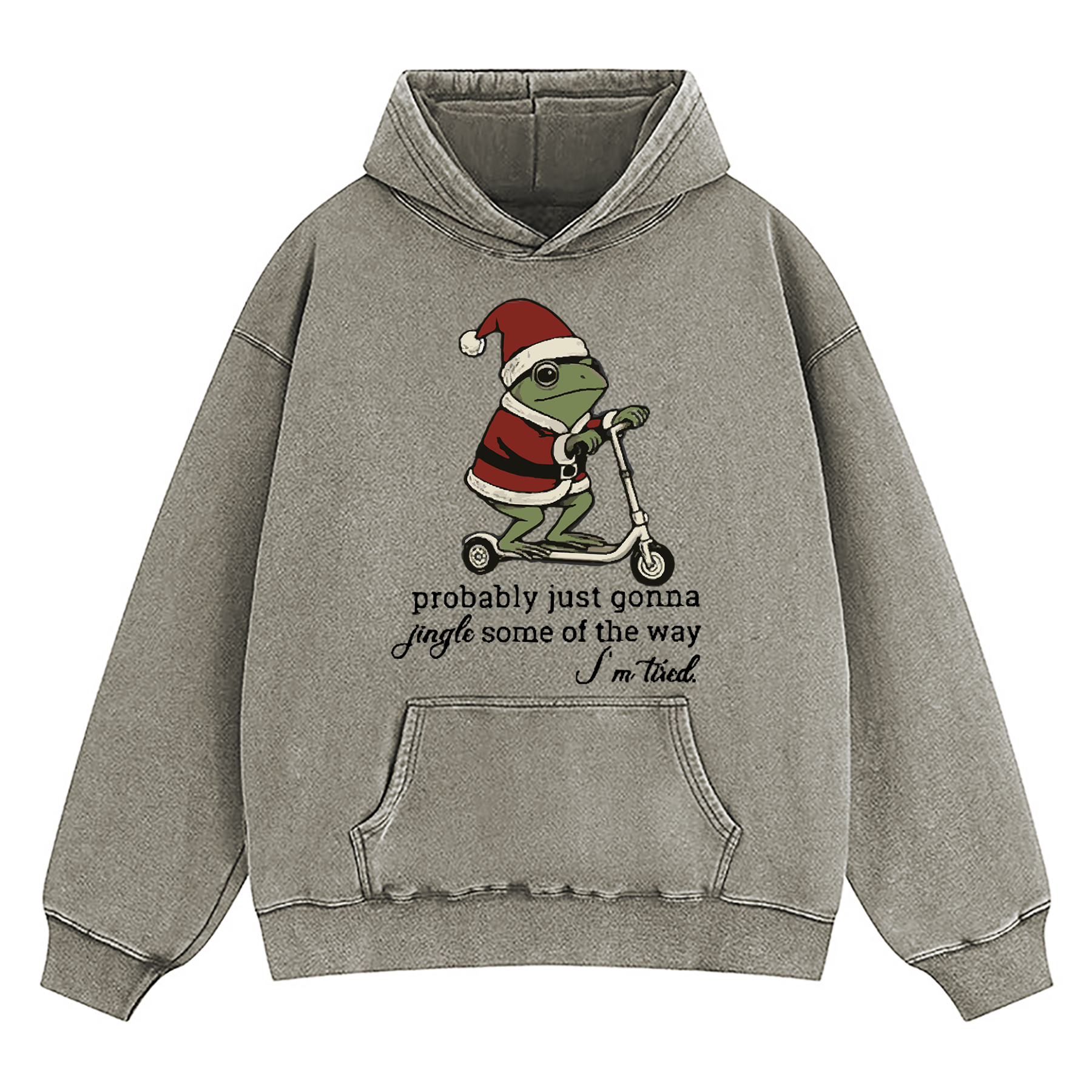 Just Gonna Jingle Tired Funny Christmas Washed Hoodie