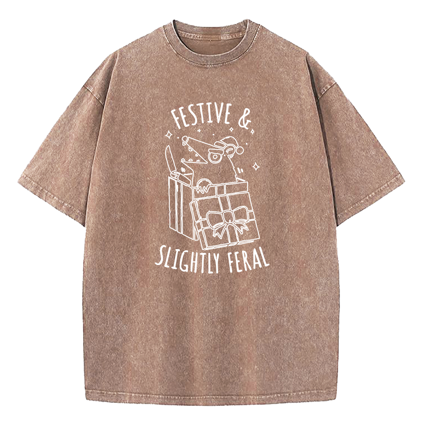 Festive & Slightly Feral Washed T-Shirt