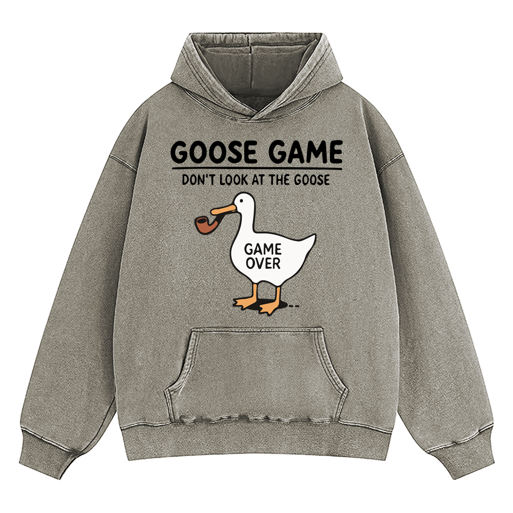 Goose Game Don’t Look at the Goose Washed Hoodie