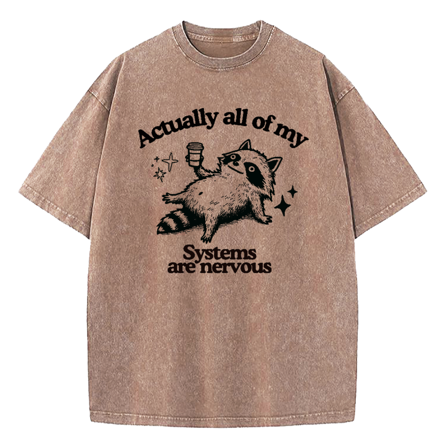 Actually All Of My Systems Are Nervous Washed T-Shirt