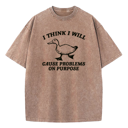 I Think I Will Cause Problems On Purpose Washed T-Shirt