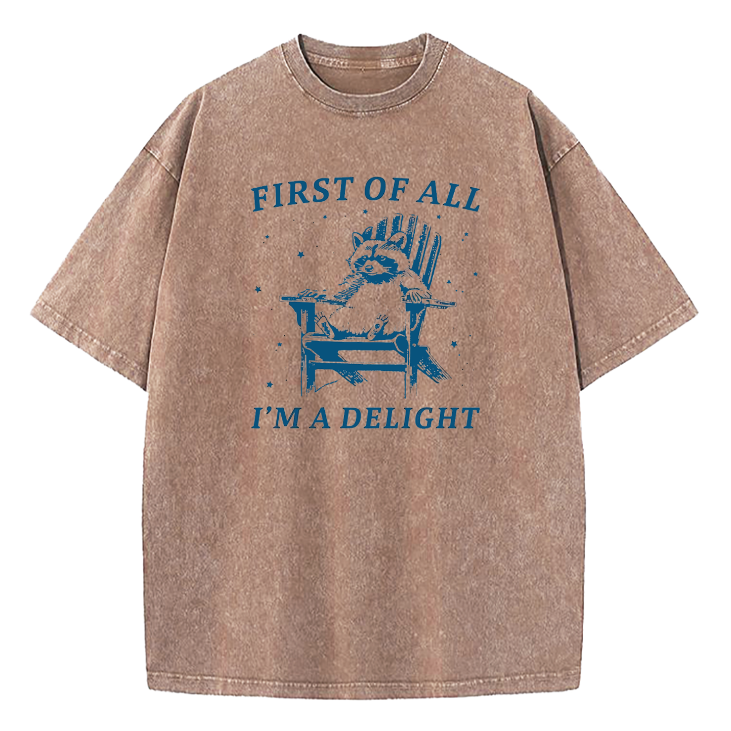 First Of All I'm A Delight Raccoon Washed T-Shirt