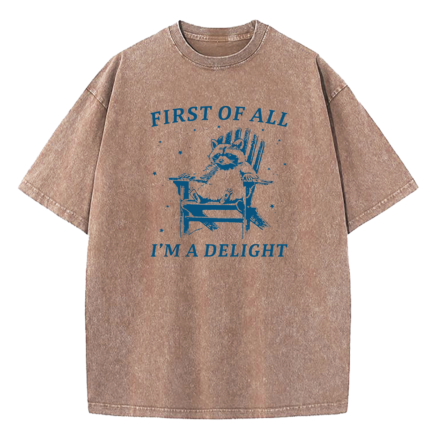 First Of All I'm A Delight Raccoon Washed T-Shirt