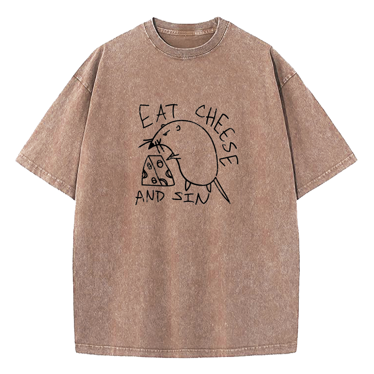 Eat Cheese And Sin Washed T-Shirt