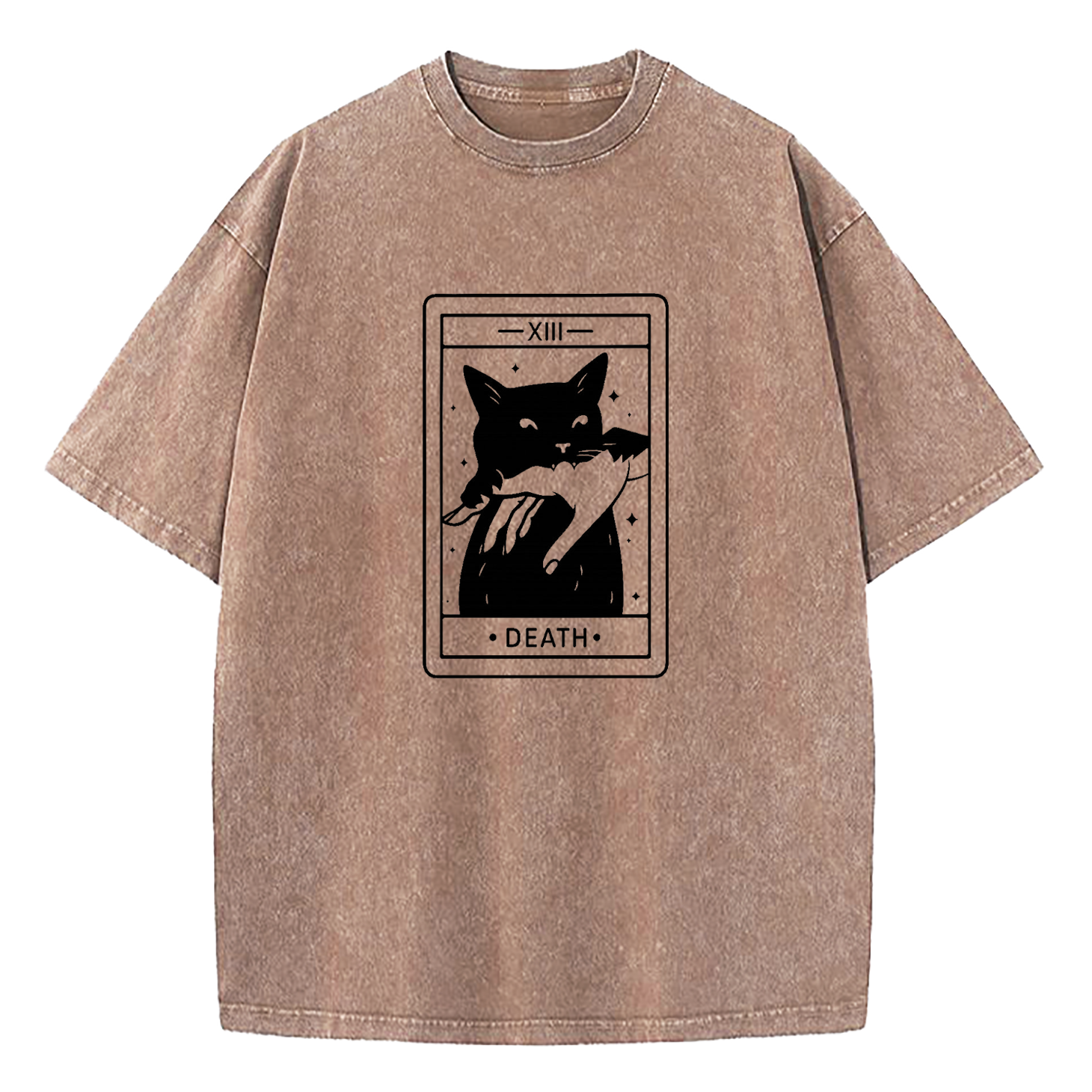 Tarot Death Cat Tarot Washed T-Shirt