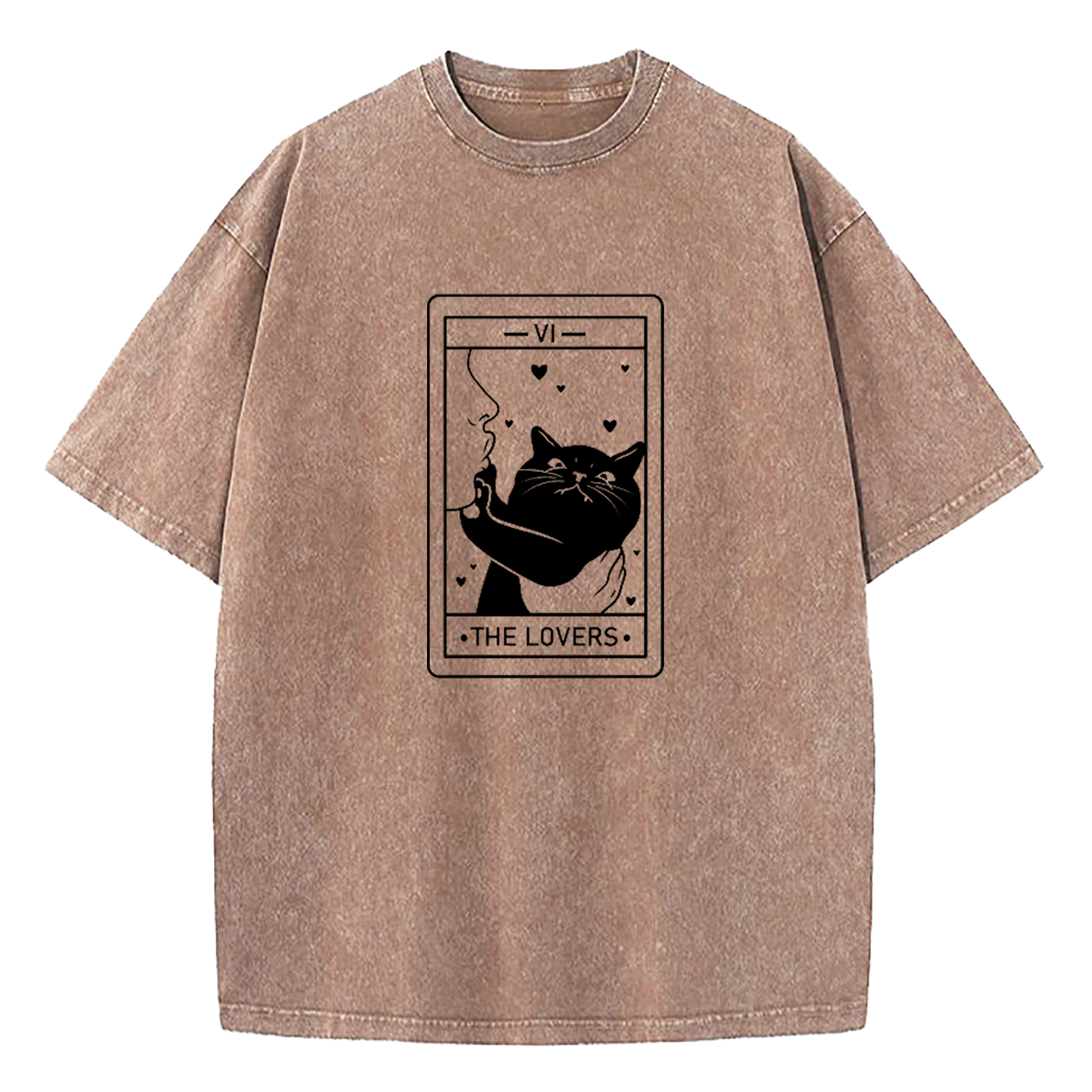 The Lovers Cat Tarot Washed T-Shirt