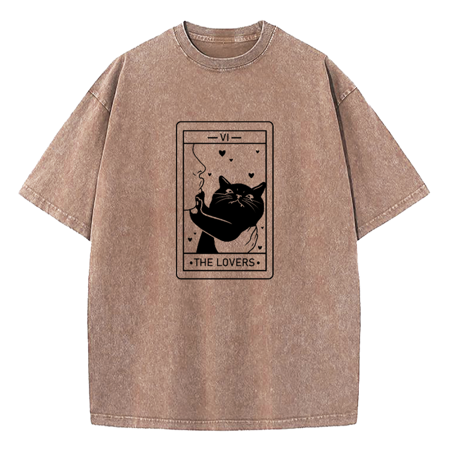 The Lovers Cat Tarot Washed T-Shirt