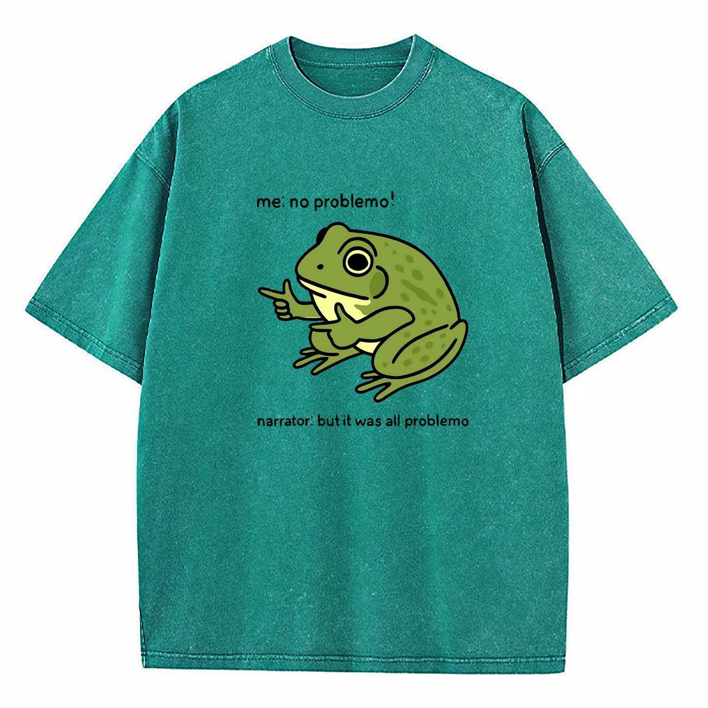 Funny Frog Me No Problemo Narrator Washed T-Shirt
