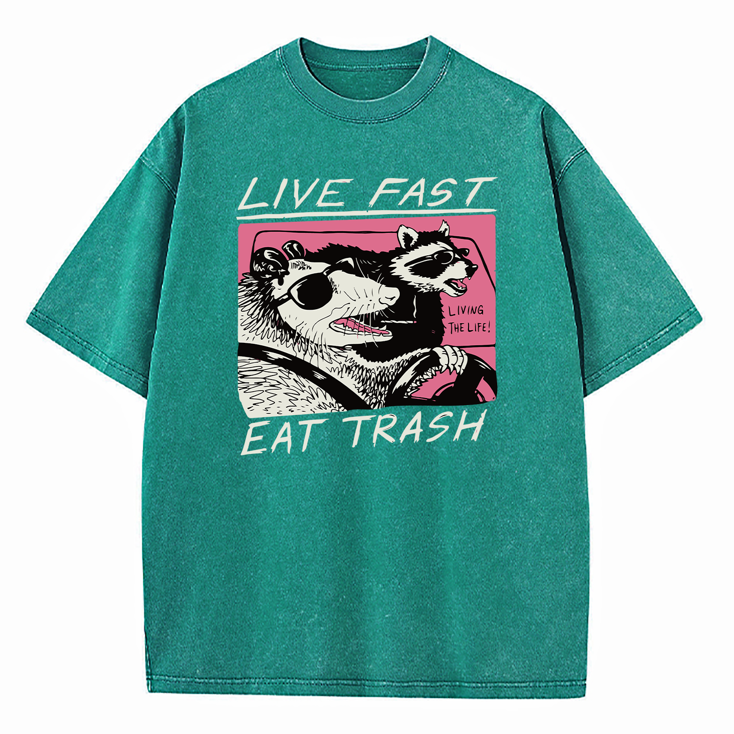 Live Fast! Eat Trash Raccoon Possum Animal Washed T-Shirt