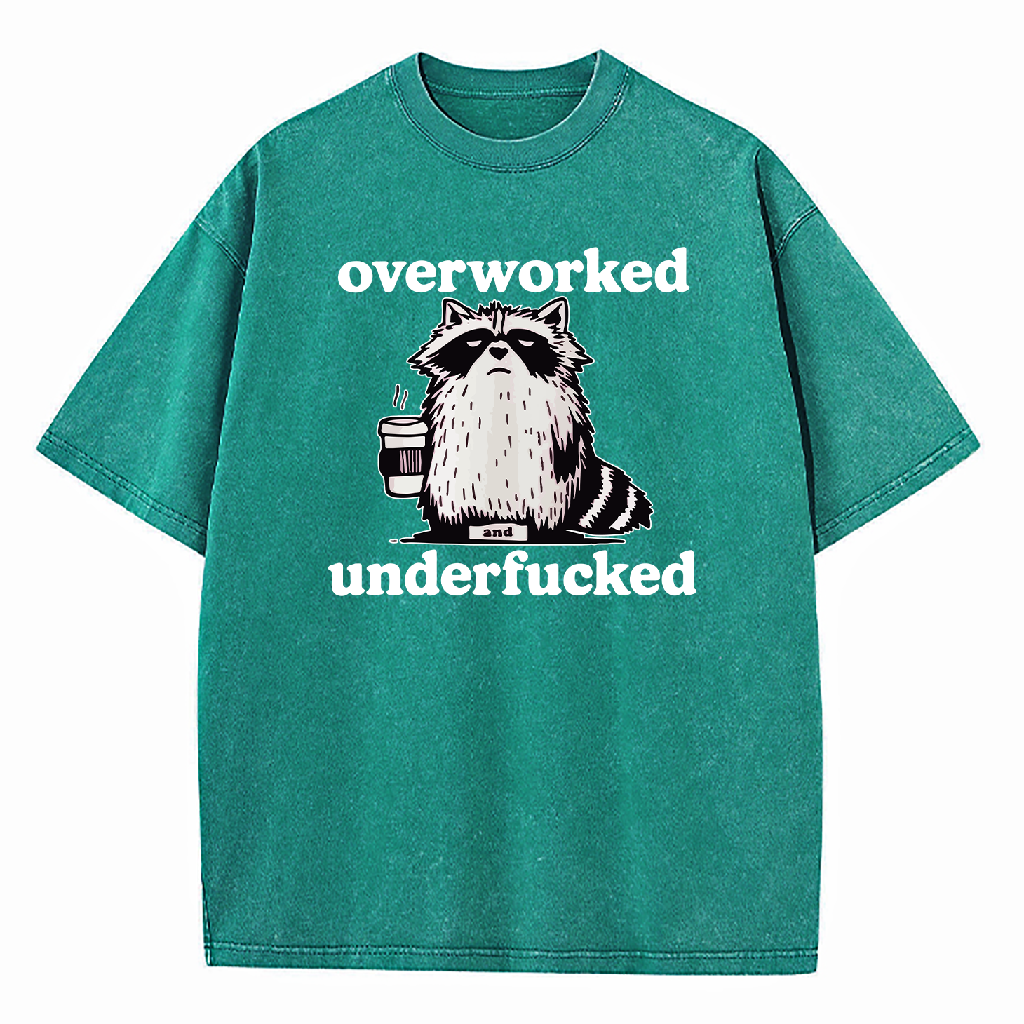 Raccoon Overworked Underfucked Washed T-Shirt
