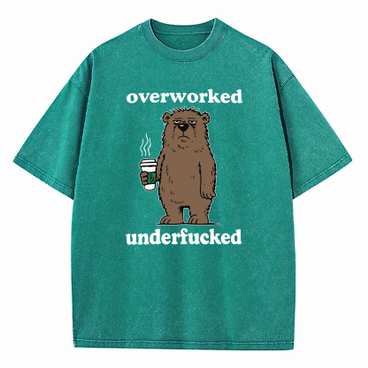 Bear Overworked Underfucked Washed T-Shirt