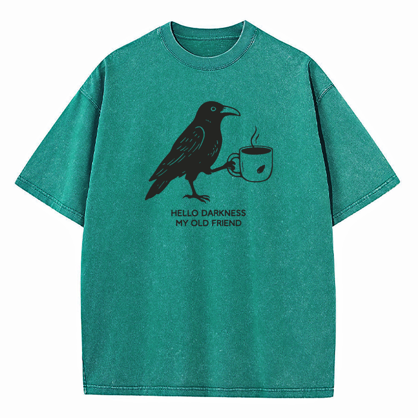 Hello Darkness My Old Friend Crow Coffee Washed T-Shirt
