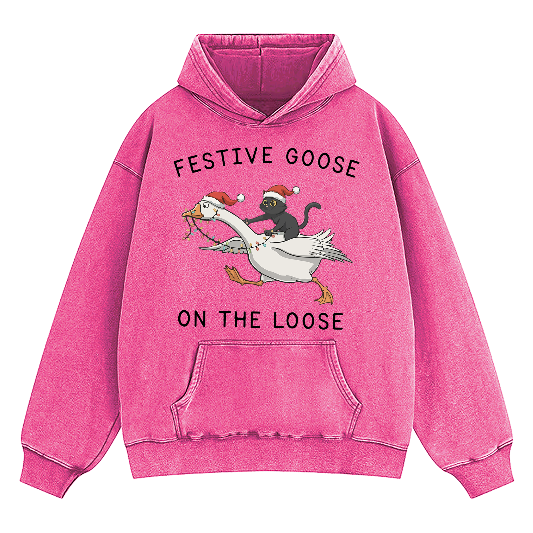 Festive Goose On The Loose Washed Hoodie