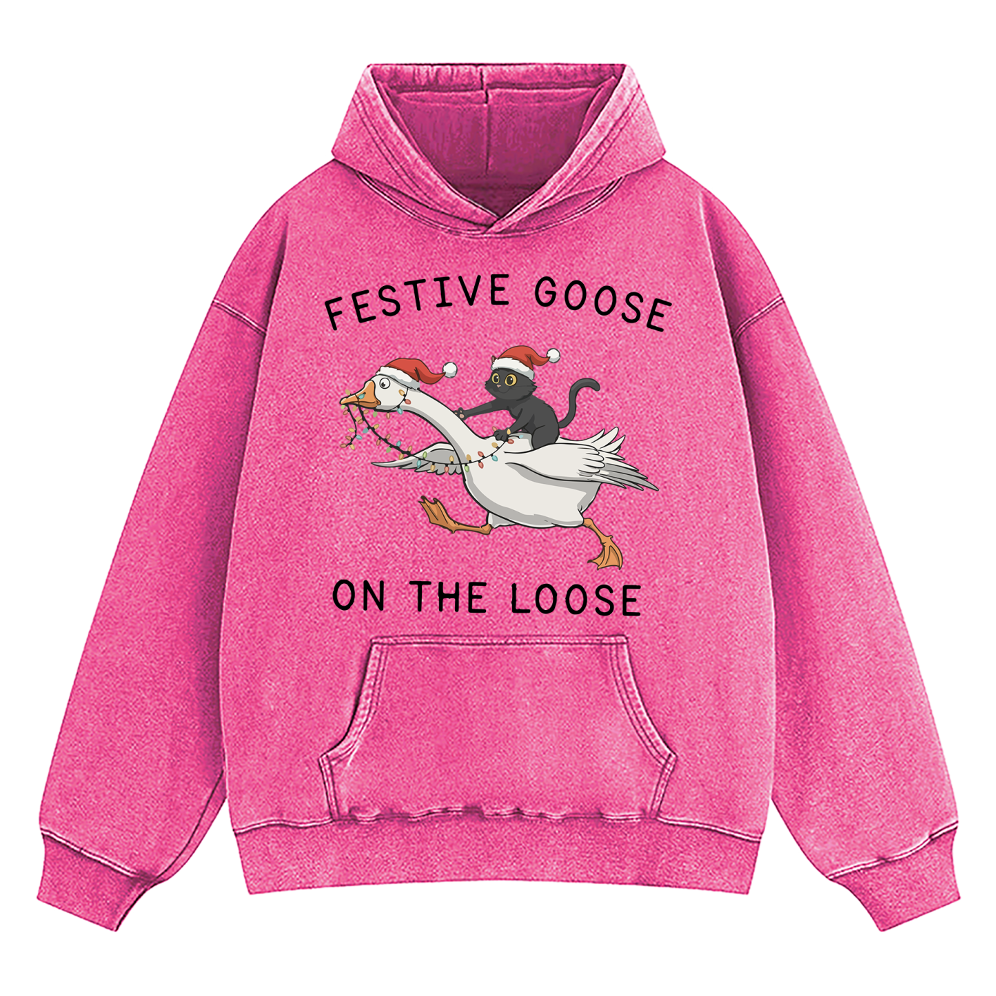 Festive Goose On The Loose Washed Hoodie