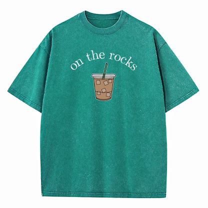 Iced Coffee Lover On The Rocks Washed T-Shirt