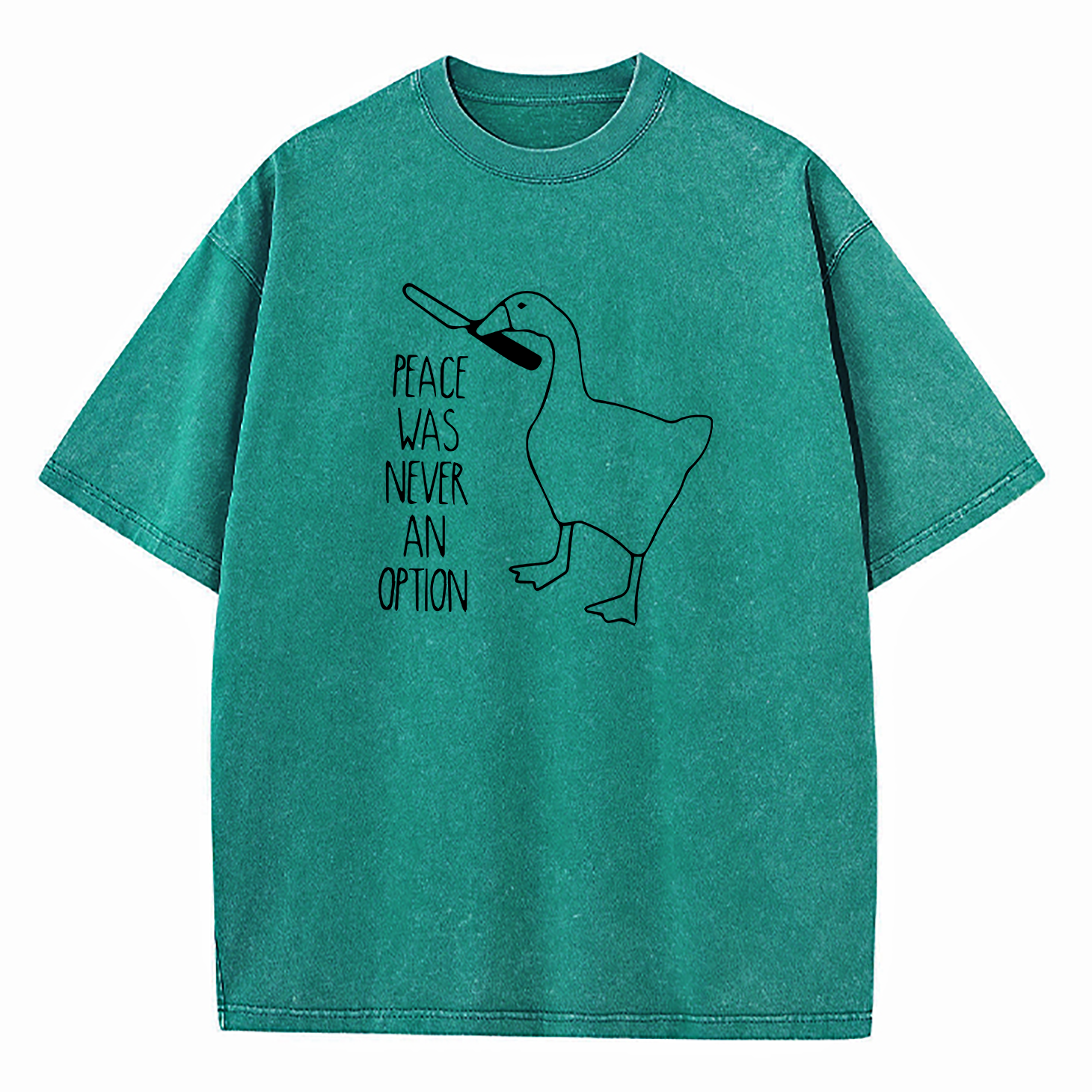 Goose Meme Peace Was Never An Option Washed T-Shirt