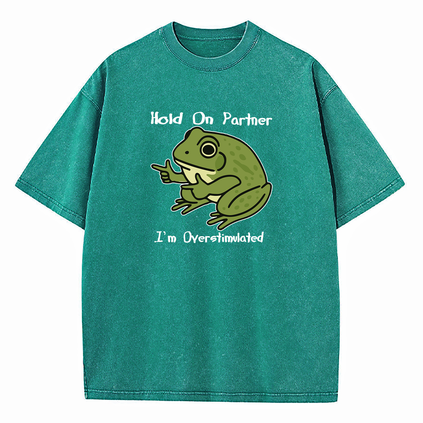 Hold On Partner I'm Overstimulated Washed T-Shirt