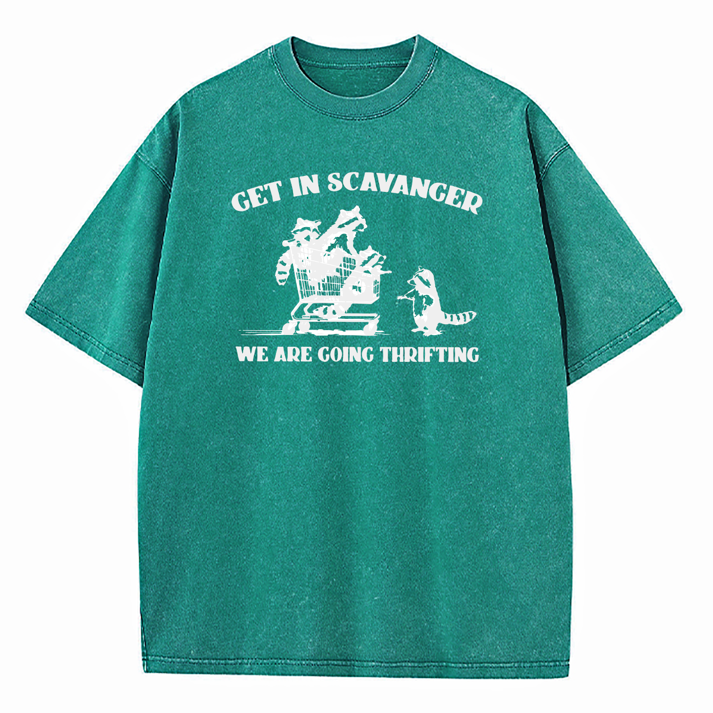 Get In Scavenger We're Going Thrifting Raccoon Washed T-Shirt