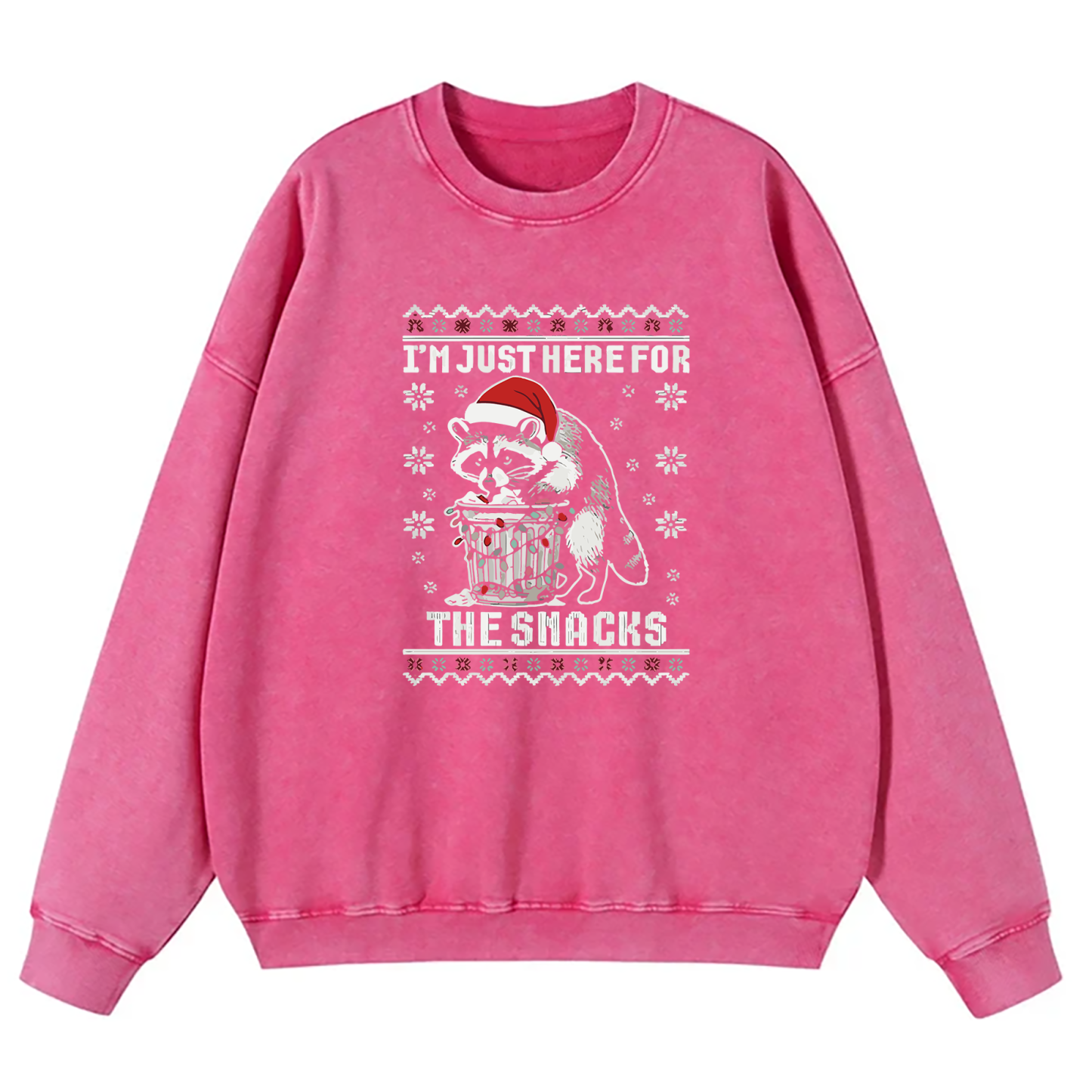Raccoon Christmas I Just Here For The Snacks Washed Sweatshirt