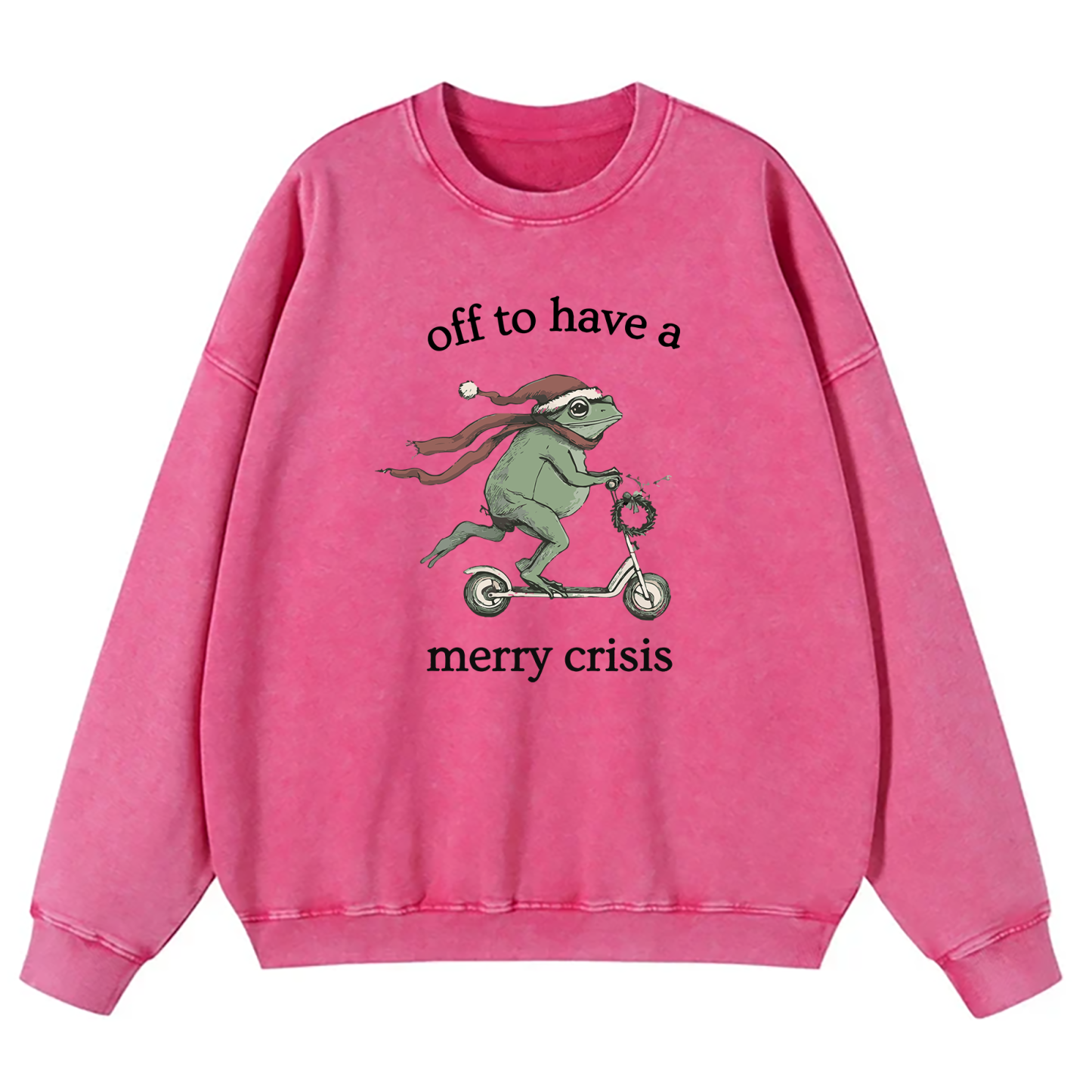 Off To Have A Merry Crisis Funny Christmas Washed Sweatshirt