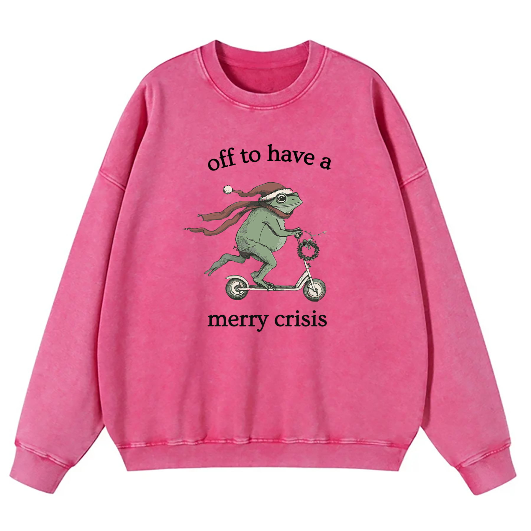 Off To Have A Merry Crisis Funny Christmas Washed Sweatshirt