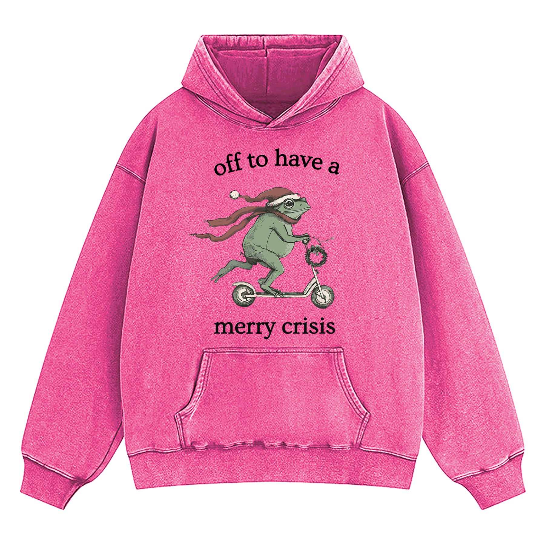 Off To Have A Merry Crisis Funny Christmas Washed Hoodie