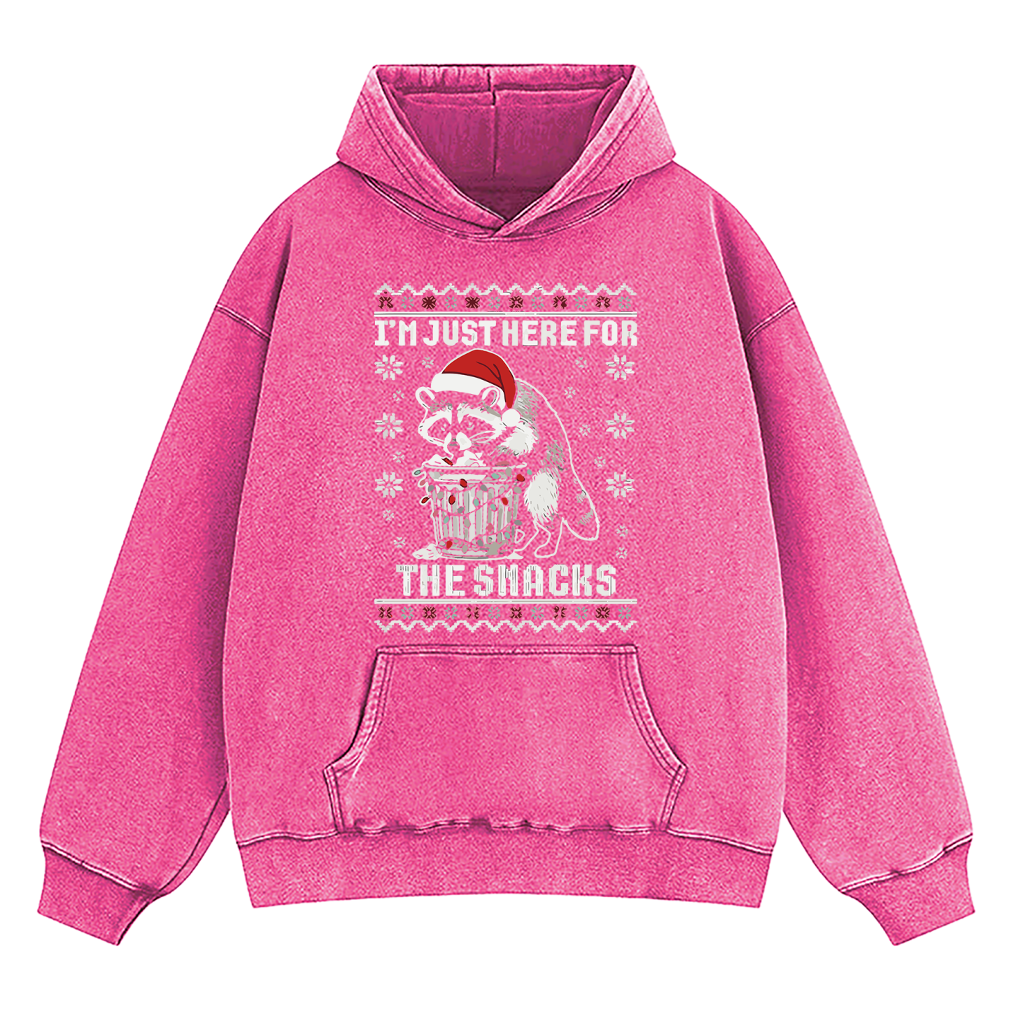 Raccoon Christmas I Just Here For The Snacks Washed Hoodie