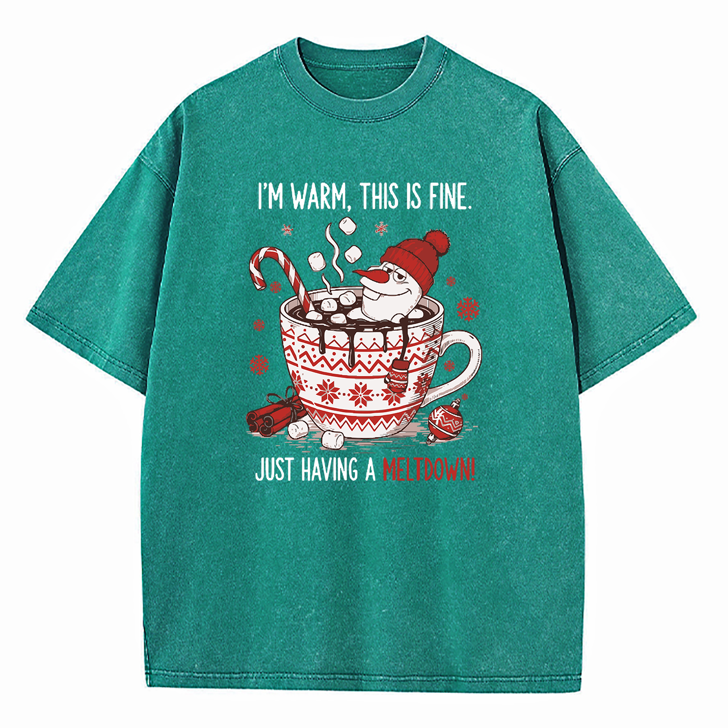 Olaf Snowman I’m Warm This Is Fine Just Having A Meltdown Washed T-Shirt