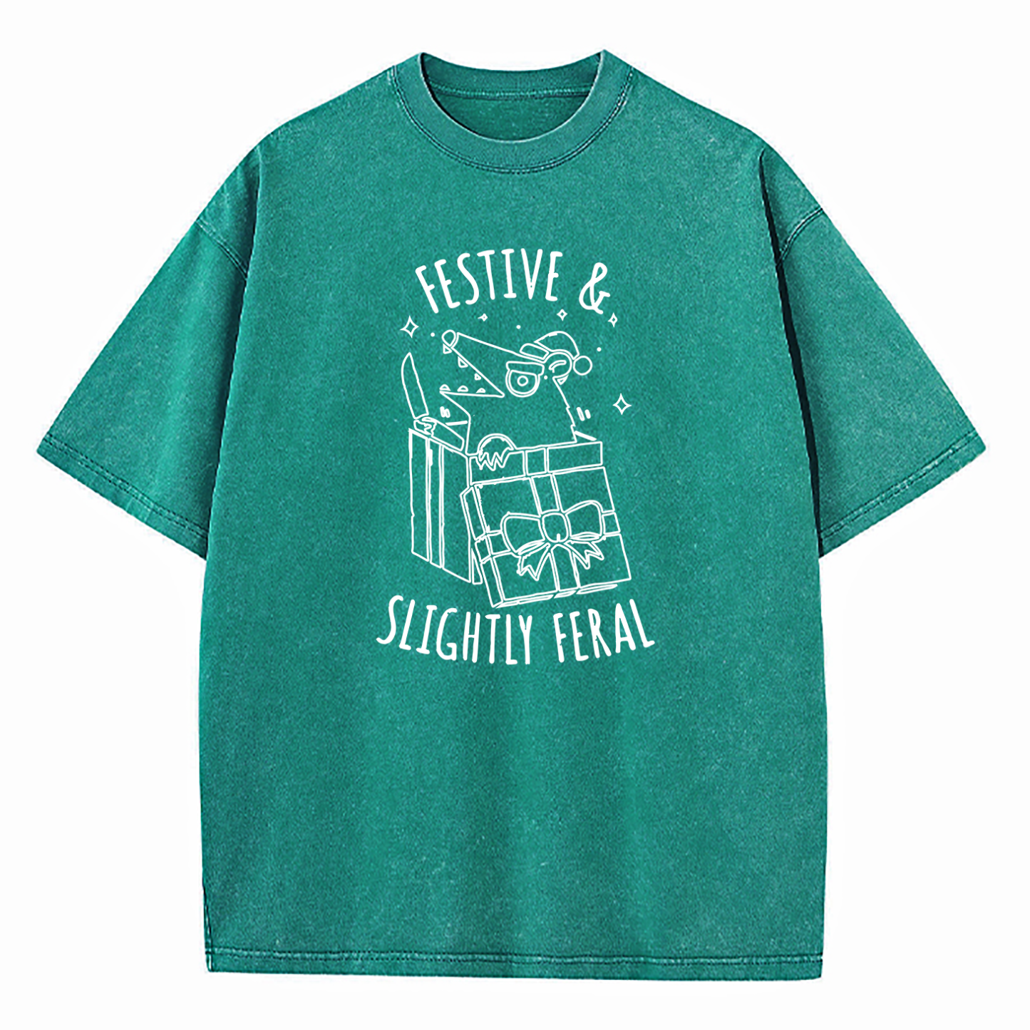 Festive & Slightly Feral Washed T-Shirt