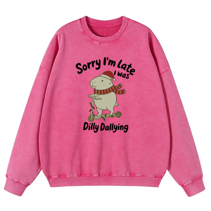 Sorry I'm Late I Was Dilly Dallying Washed Sweatshirt