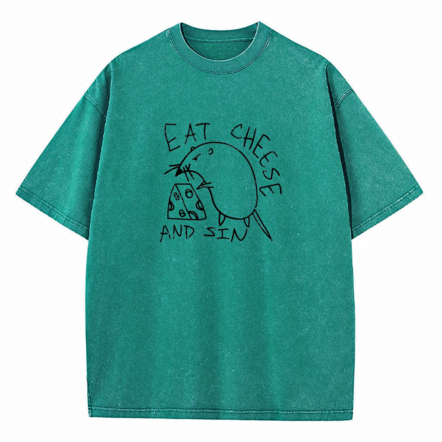 Eat Cheese And Sin Washed T-Shirt