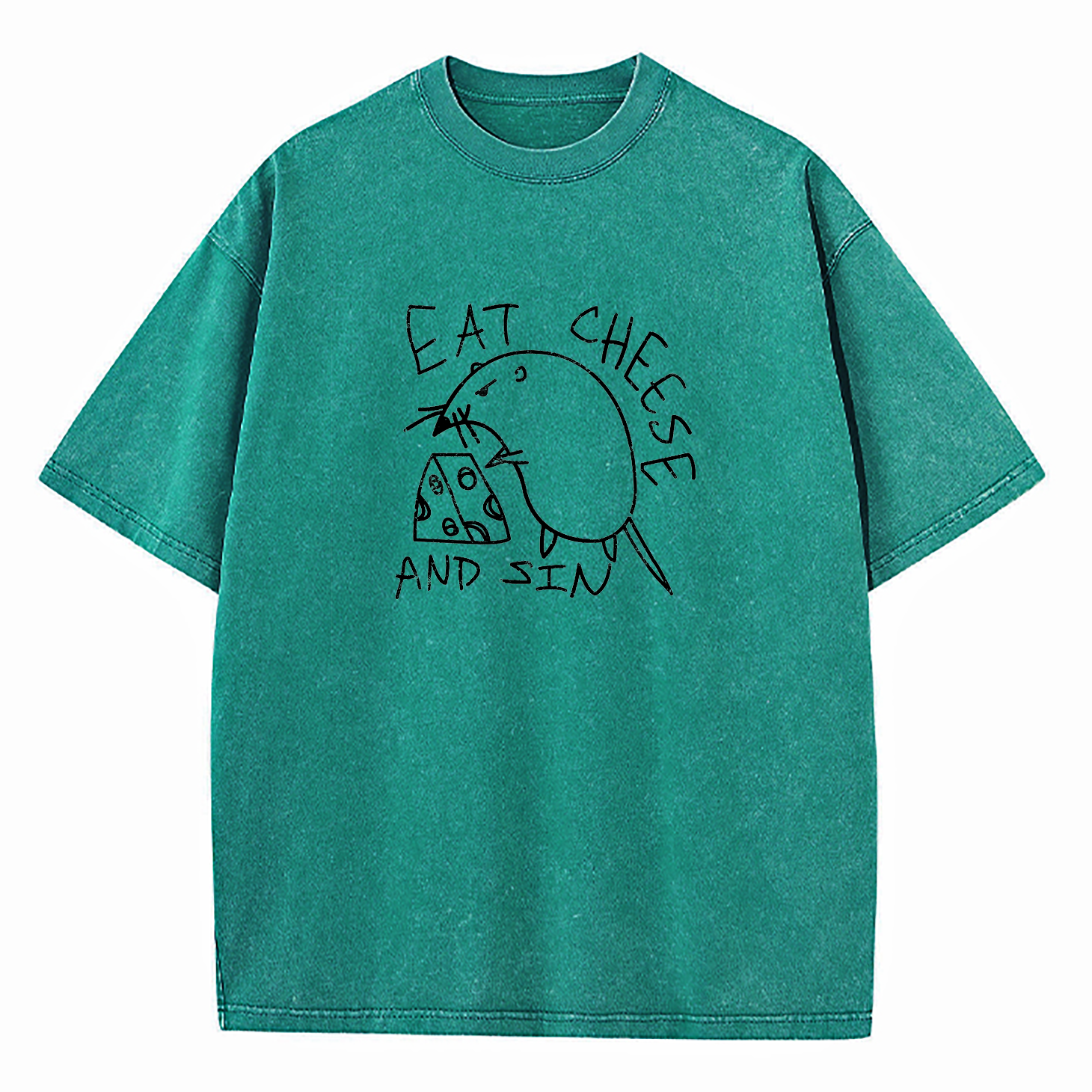 Eat Cheese And Sin Washed T-Shirt