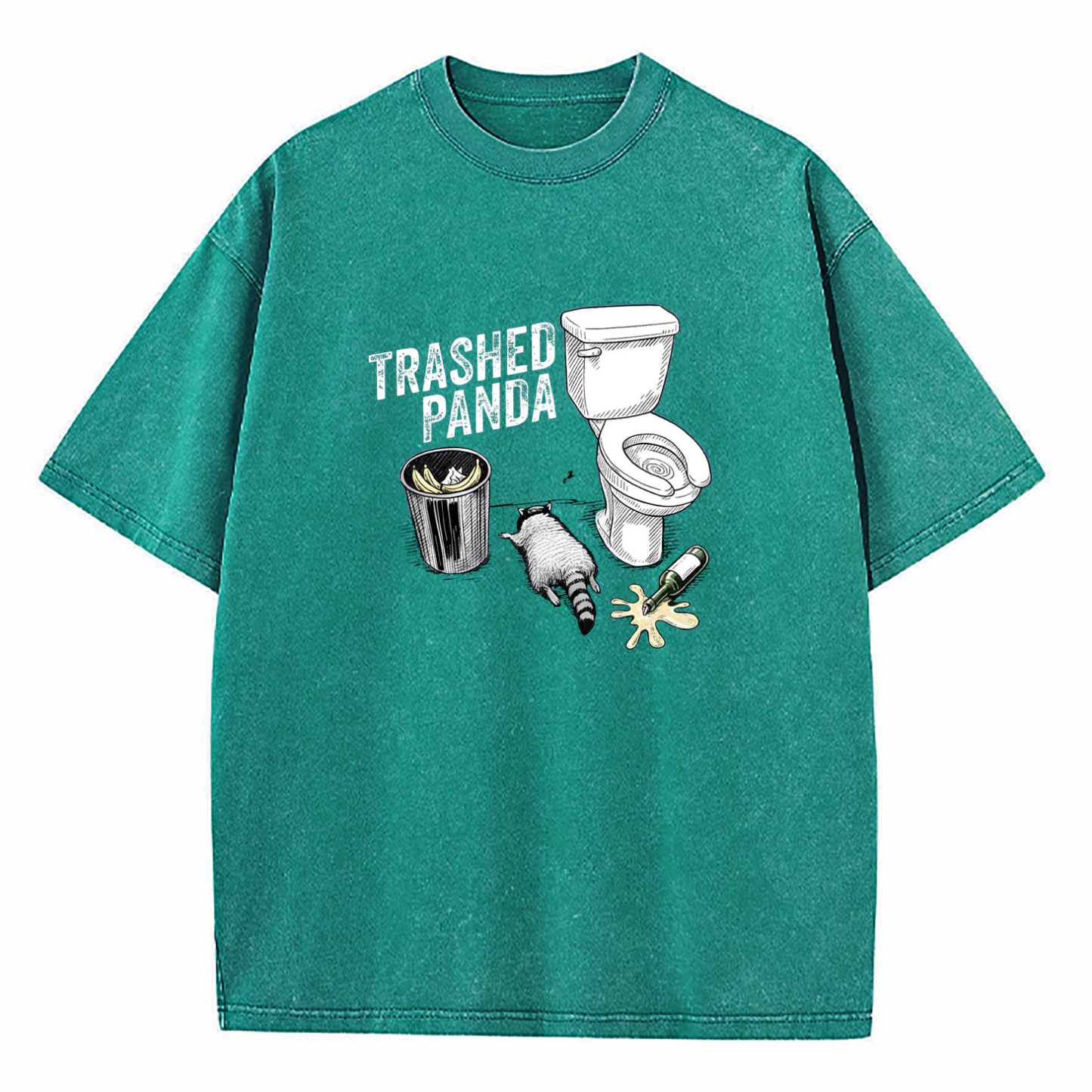 Trashed Panda Funny Drunk Raccoon Washed T-Shirt