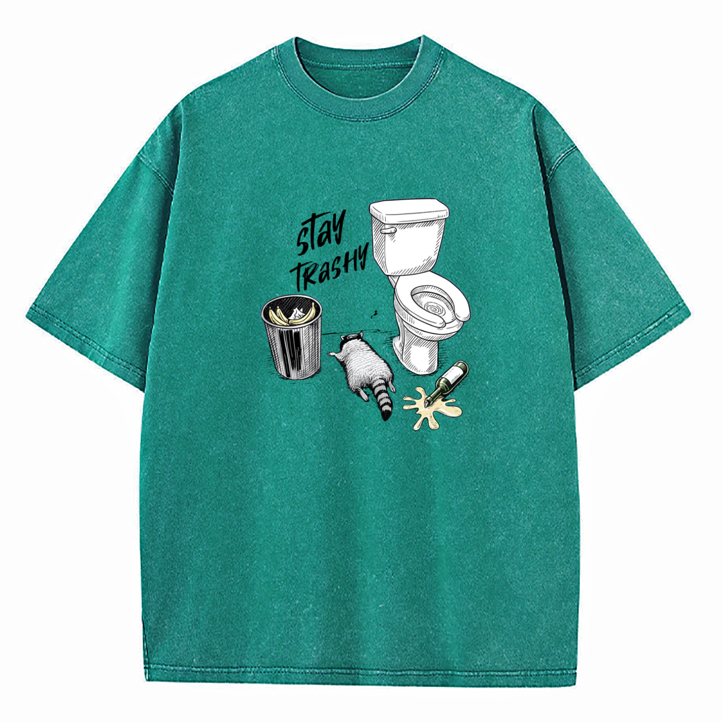 Stay Trashy Trashed Panda Funny Drunk Raccoon Washed T-Shirt